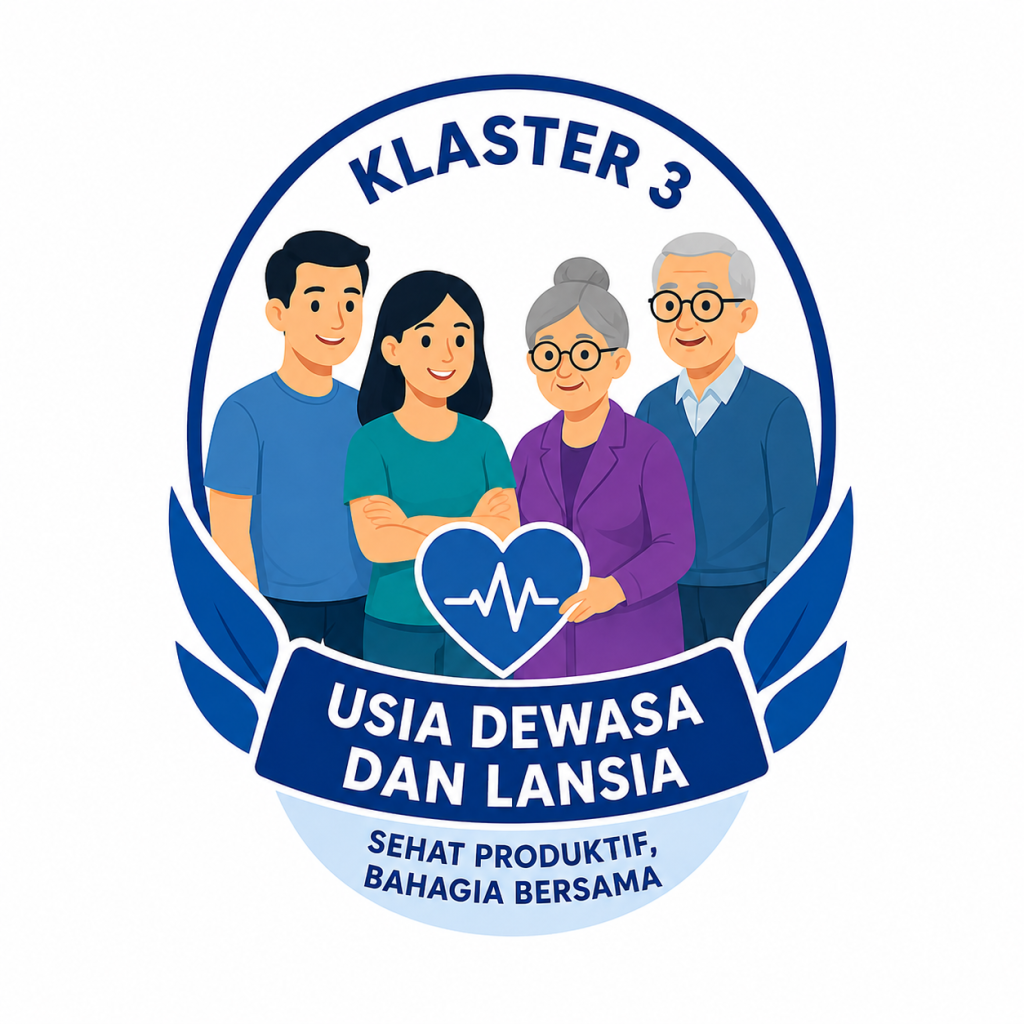 Klaster 3: Usia Dewasa dan Lanjut Usia
Menyediakan pelayanan kesehatan komprehensif bagi usia 18 tahun ke atas. Menekankan pada skrining Penyakit Tidak Menular (PTM) seperti hipertensi, diabetes melitus, kanker, kesehatan jiwa, serta pelayanan geriatri.